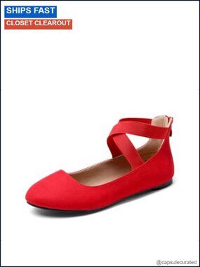 Women's Crossover Strap Ballet Flats Round Toe Back Zip Comfort Shoes
